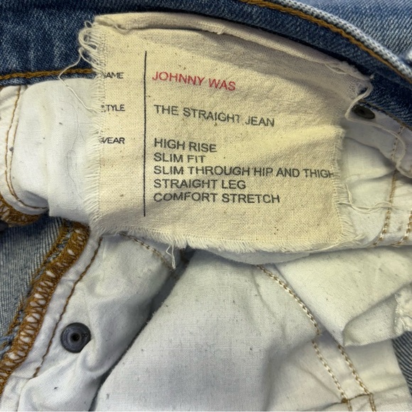 Johnny Was Luisa High Rise Straight Leg Floral Embroidered Jeans Women's Size 27 - Picture 8 of 10